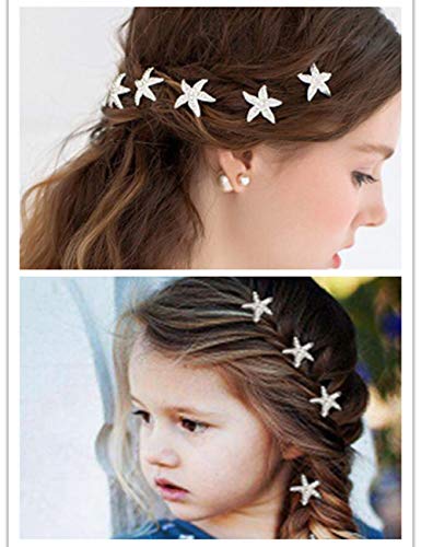 BERYUAN trendy Hairpin Starfish Hair Jewelry Star Rhinestone bobby pin Bridal Hair Pin barrette hair clip Crystal Headpiece Wedding Women Hair Accessory Prom Hair Dress 6pcs